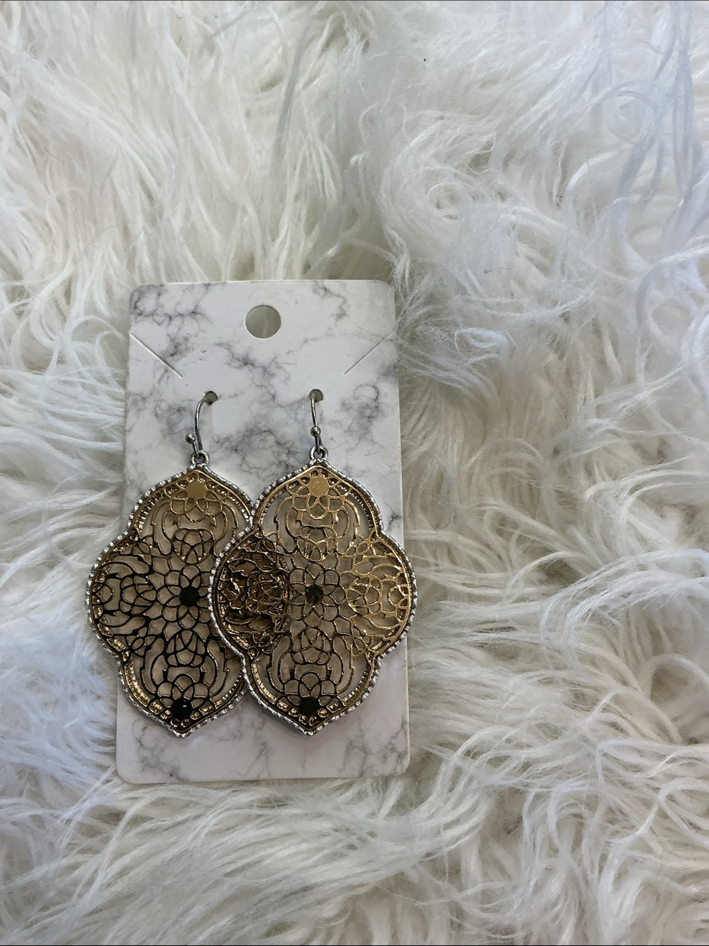 Intricate Filigree Drop Earrings in Gold